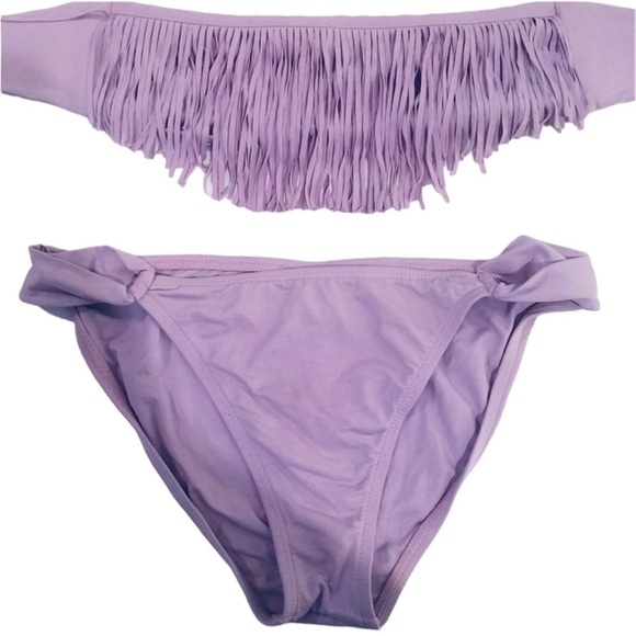 👙 NWOT L Space Lavender fringe 2 piece bathing suit - Picture 8 of 8